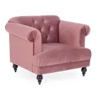 Klassieke design fauteuil in hout en grijs of roze fluwelen effect - Sanny Viadurini