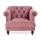 Klassieke design fauteuil in hout en grijs of roze fluwelen effect - Sanny Viadurini
