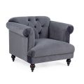 Klassieke design fauteuil in hout en grijs of roze fluwelen effect - Sanny