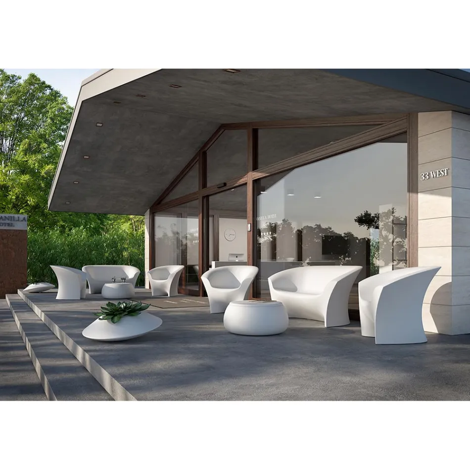 Outdoor design fauteuil in mat of gelakt polyethyleen Made in Italy - Conda Viadurini
