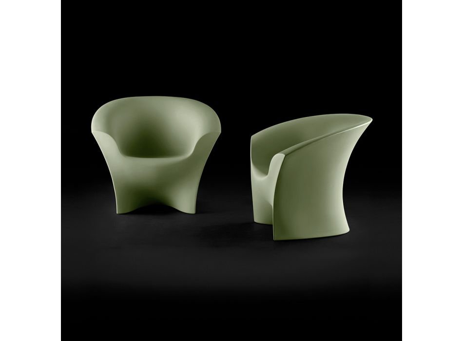 Design fauteuil voor buiten in mat of gelakt polyethyleen Made in Italy - Conda Viadurini