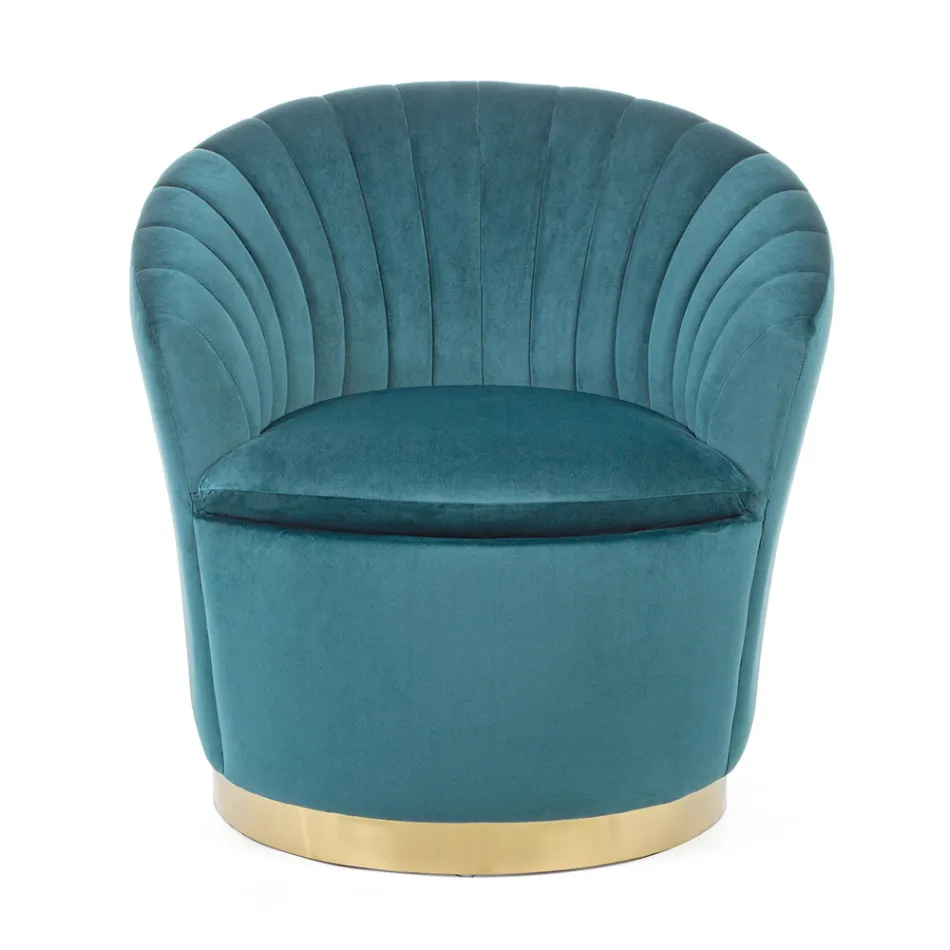 Elegante design fauteuil luxe woonkamer in staal en fluweel - Courtney Viadurini