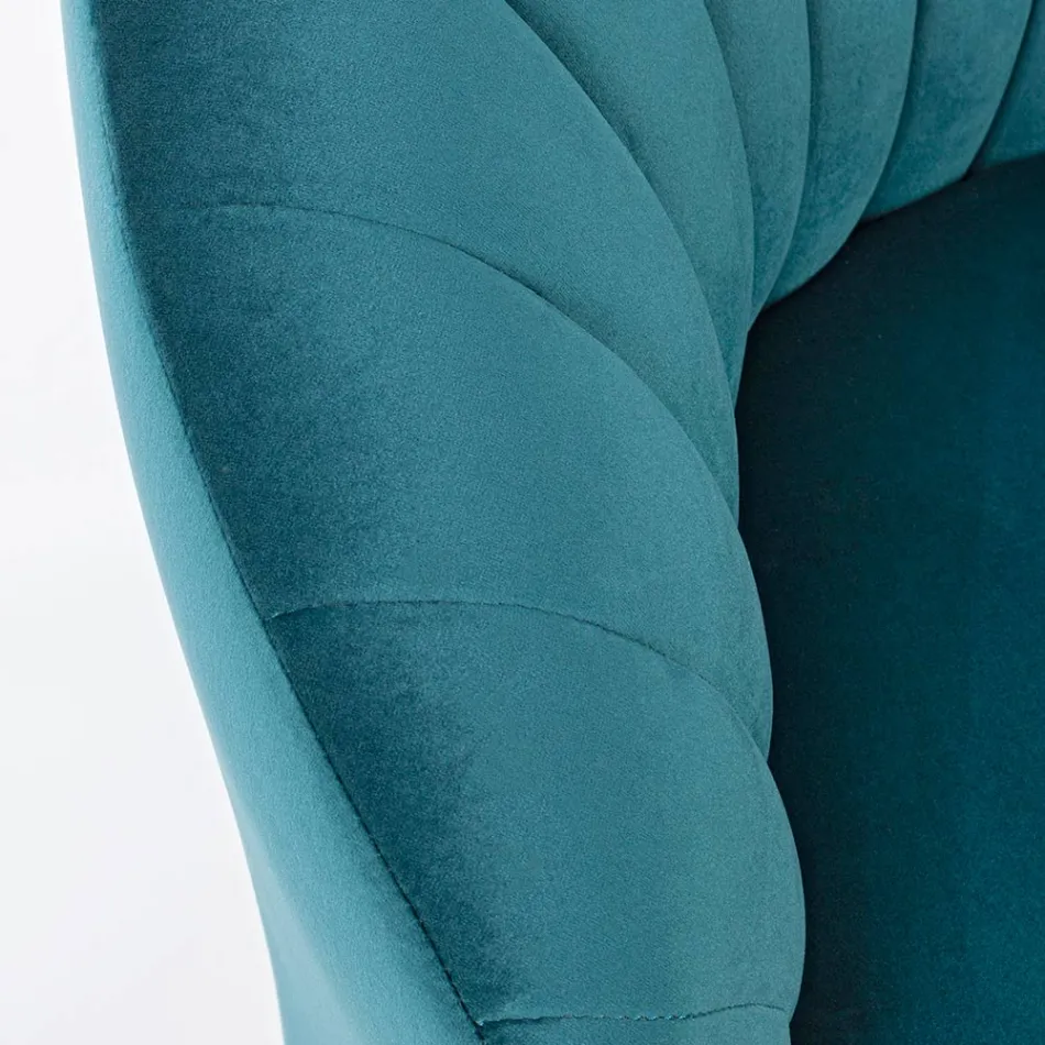 Elegante design fauteuil luxe woonkamer in staal en fluweel - Courtney Viadurini