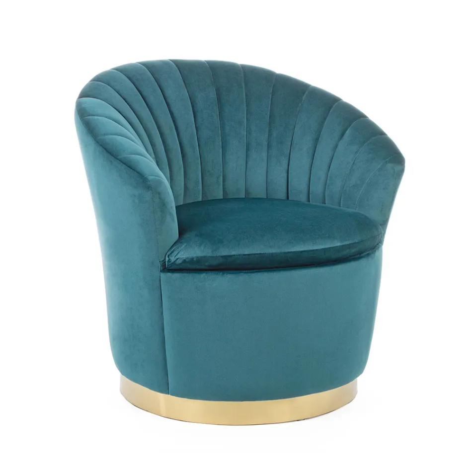 Elegante design fauteuil luxe woonkamer in staal en fluweel - Courtney Viadurini