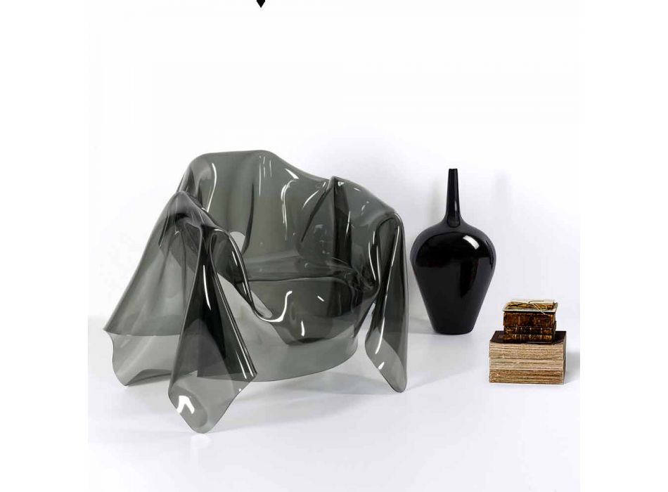 Leunstoel modern design gerookte Plexiglas Parijs, made in Italy Viadurini