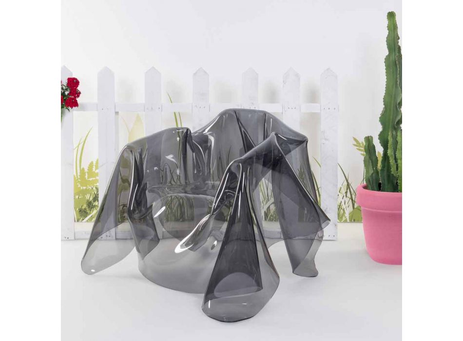 Leunstoel modern design gerookte Plexiglas Parijs, made in Italy Viadurini