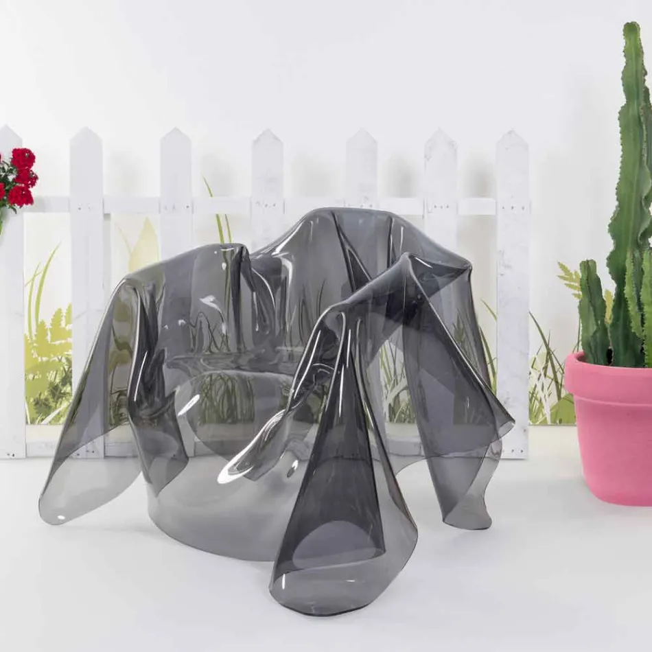 Leunstoel modern design gerookte Plexiglas Parijs, made in Italy Viadurini