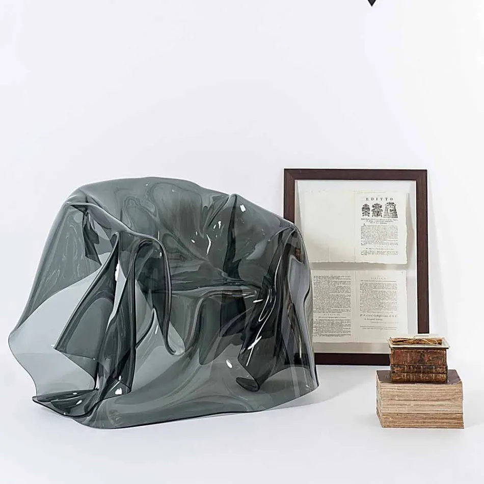 Leunstoel modern design gerookte Plexiglas Parijs, made in Italy Viadurini