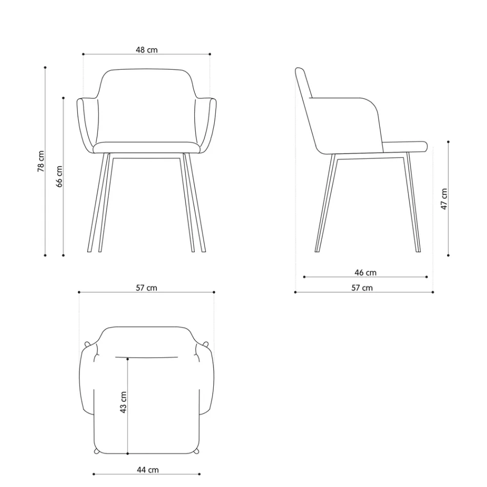 Hoge kwaliteit fauteuil van leer en geverfd metaal, gemaakt in Italië - Molde Viadurini