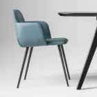 Hoge kwaliteit fauteuil van leer en geverfd metaal, gemaakt in Italië - Molde Viadurini