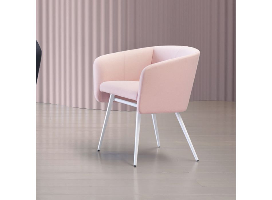 Hoogwaardige fauteuil van stof met metalen onderstel, gemaakt in Italië - Bergen Viadurini