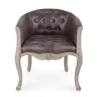 Klassieke design fauteuil in hout en eco-leer effect zitting - Katen Viadurini