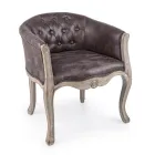 Klassieke design fauteuil in hout en eco-leer effect zitting - Katen Viadurini