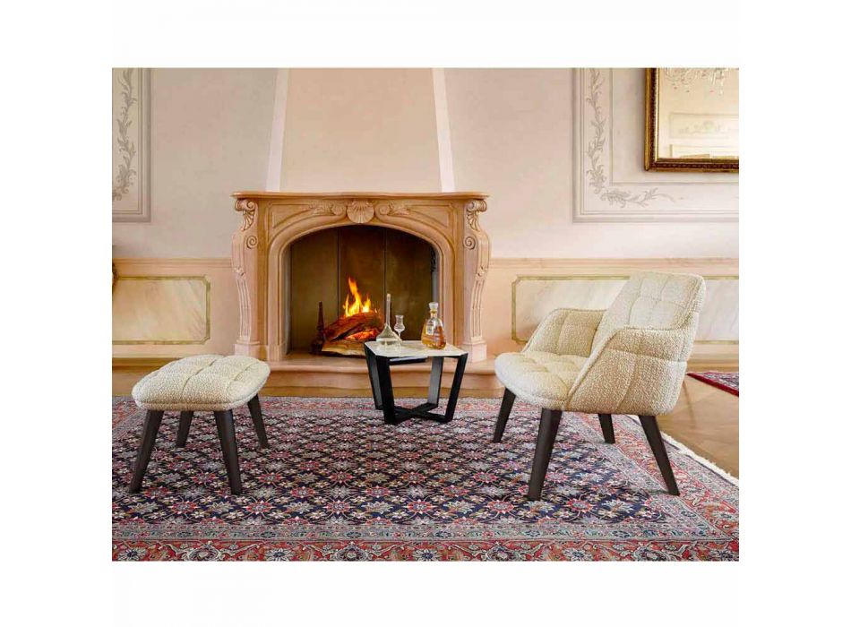 Design fauteuil bekleed met stof met houten poten Made in Italy - Clera Viadurini