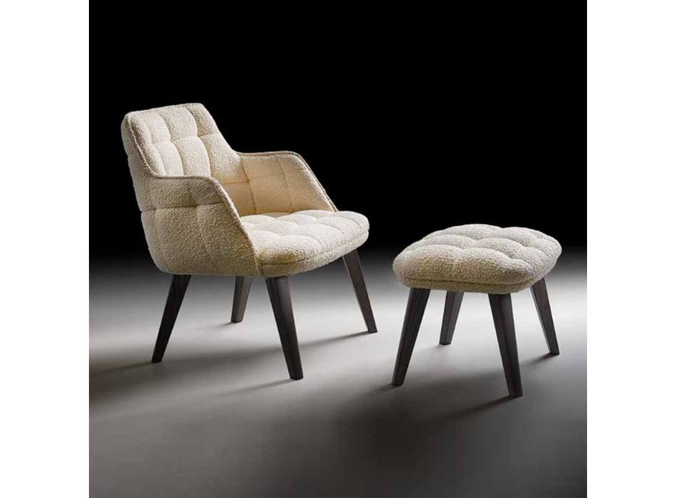 Design fauteuil bekleed met stof met houten poten Made in Italy - Clera Viadurini
