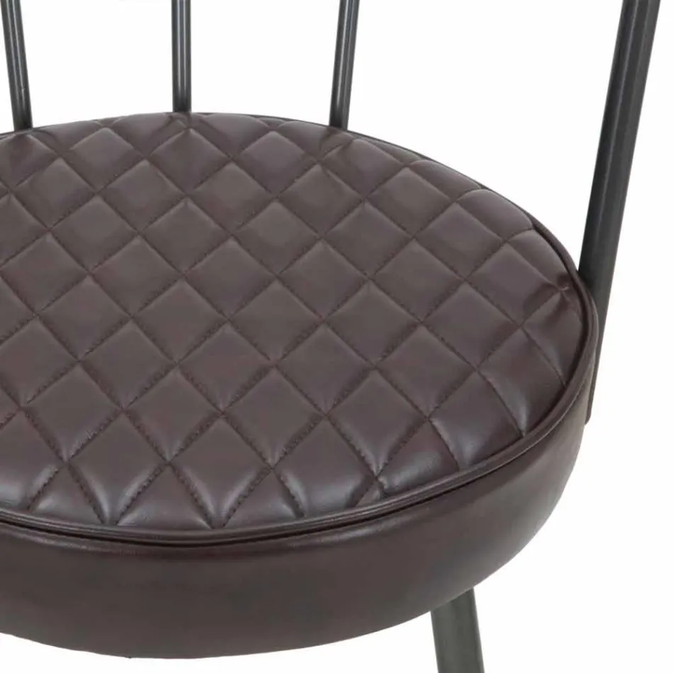 Design fauteuil in industriële stijl in ijzer en eco-leer - Pinny Viadurini
