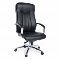 Directionele kantoor roterende fauteuil in lederen en metalen onderstel - Virone