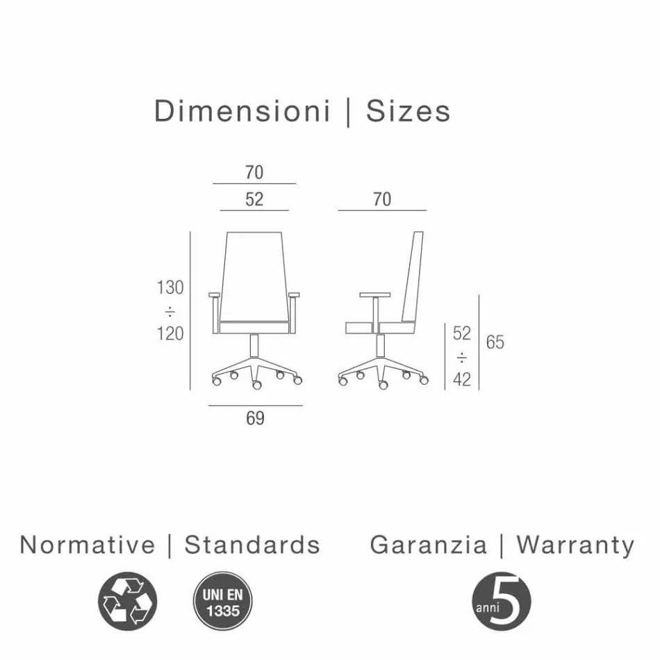 Moderne Executive stoel Office kunstleer Gemma Viadurini