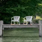 Tuinschommelfauteuil in massief hout en stof - Smart van Varaschin Viadurini