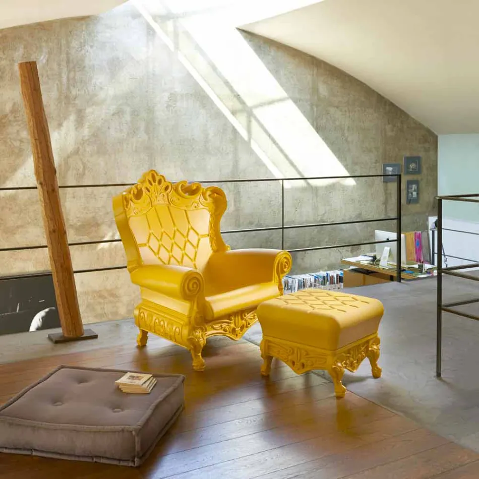 Gekleurde elegante fauteuil Slide Queen Of Love polyethyleen gemaakt in Italië Viadurini