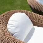 Buitenfauteuil van geweven synthetisch rotan en witte of ecru stof - Yves Viadurini