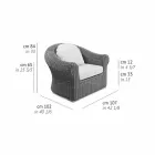 Buitenfauteuil van geweven synthetisch rotan en witte of ecru stof - Yves Viadurini