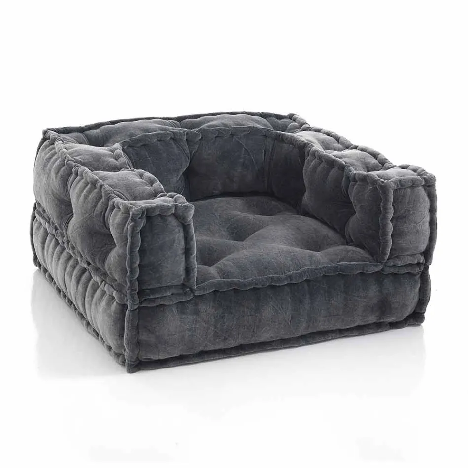 Etnische lounge fauteuil in patchworkstof en fluweel - vezel Viadurini