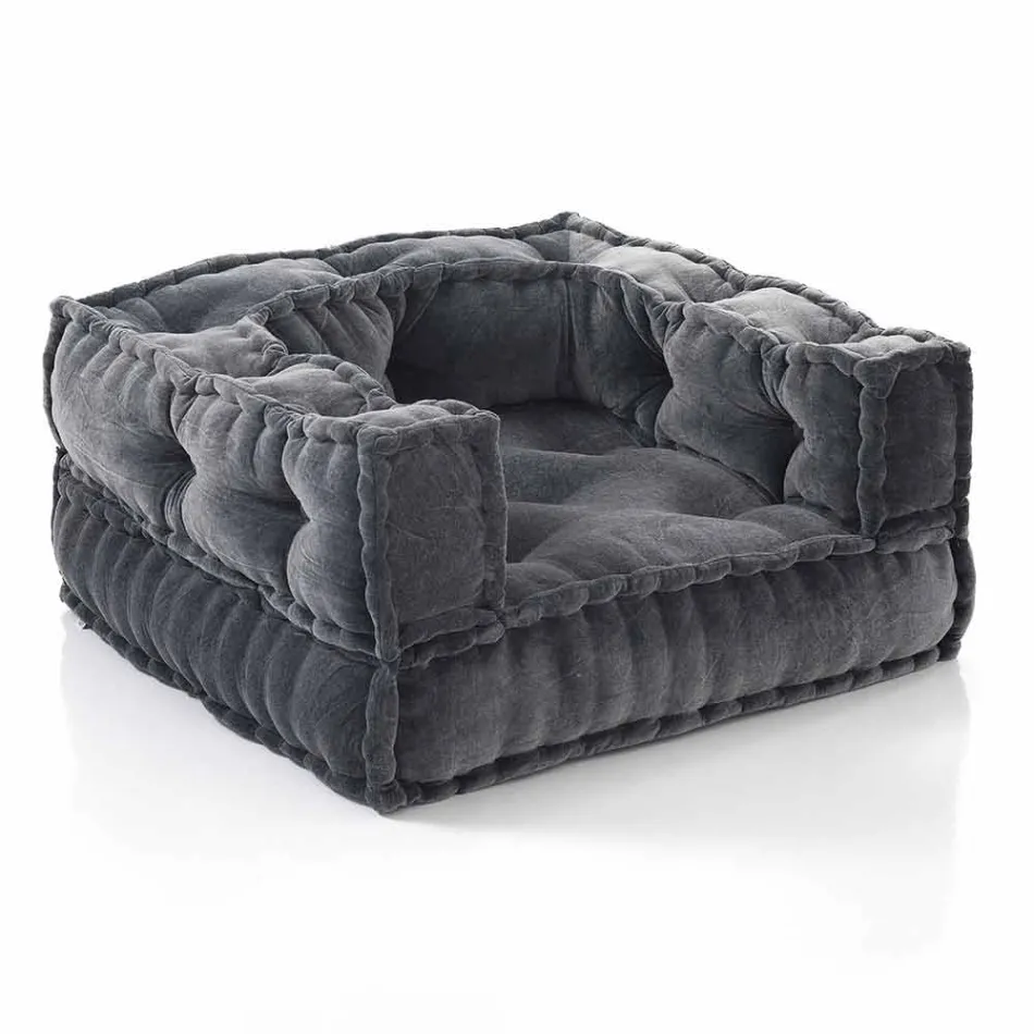 Etnische lounge fauteuil in patchworkstof en fluweel - vezel Viadurini