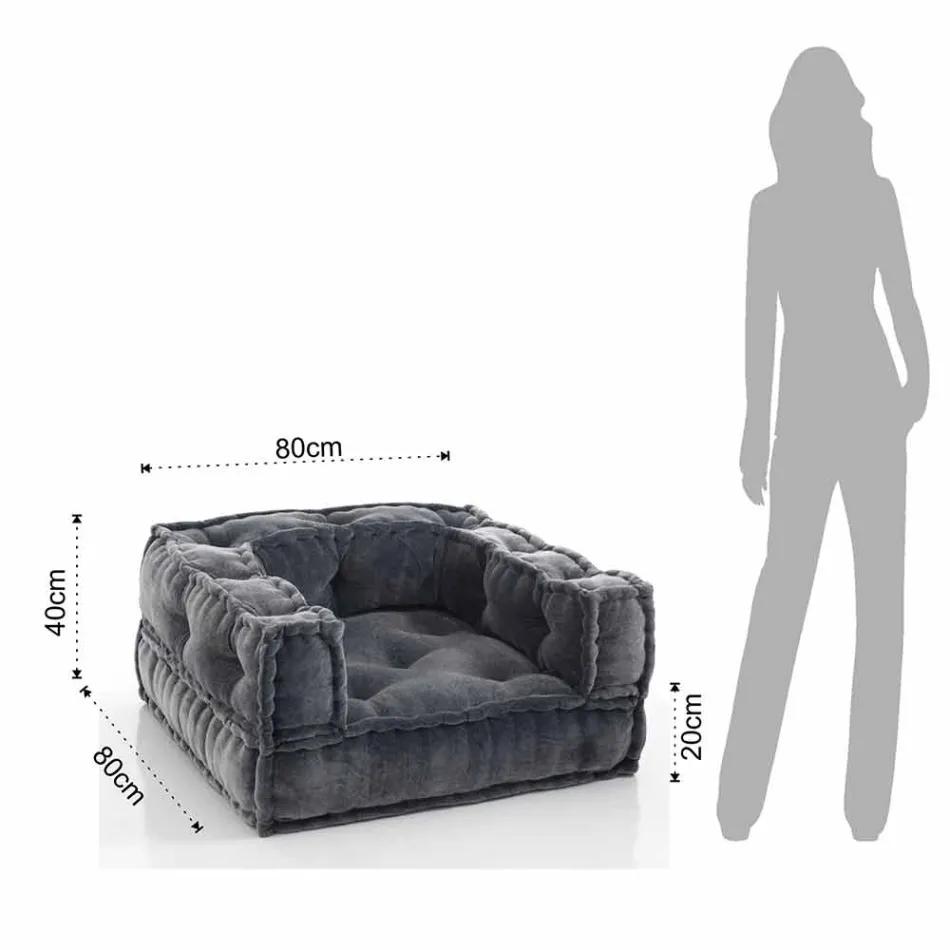 Etnische lounge fauteuil in patchworkstof en fluweel - vezel Viadurini