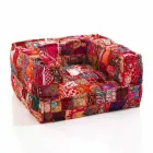 Etnische lounge fauteuil in patchworkstof en fluweel - vezel Viadurini