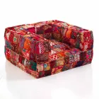 Etnische lounge fauteuil in patchworkstof en fluweel - vezel Viadurini