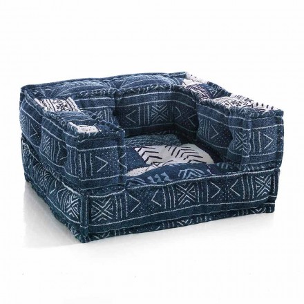Etnische lounge fauteuil in patchworkstof en fluweel - vezel Viadurini