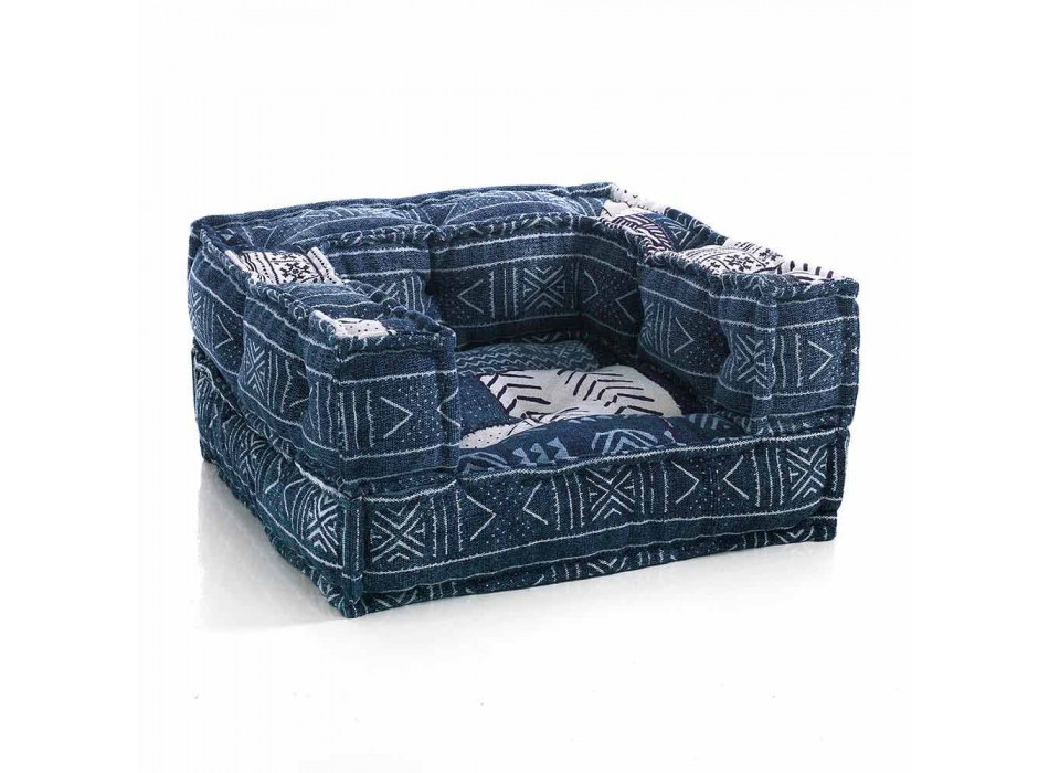 Etnische lounge fauteuil in patchworkstof en fluweel - vezel Viadurini
