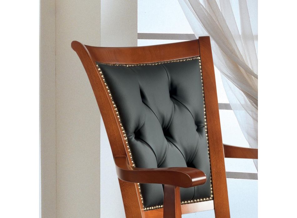 Draaibare fauteuil bekleed met luxe ecoleer Made in Italy - Brigitte Viadurini