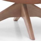 Draaibare lederen fauteuil met houten onderstel Made in Italy - Butterfly Viadurini