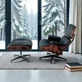 Draaibare fauteuil bekleed met leer met voetsteun Made in Italy - Maestrale