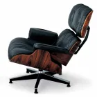 Draaibare fauteuil bekleed met leer met voetsteun Made in Italy - Maestrale Viadurini