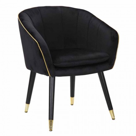 Gestoffeerde fauteuil in hout en stof met modern design - Maddy Viadurini