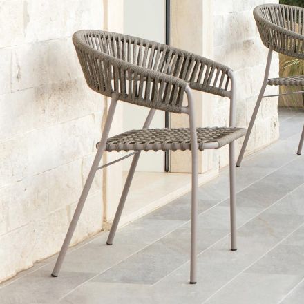 Stapelbare tuinfauteuil van staal en touw Made in Italy 2 stuks - Ragnar Viadurini