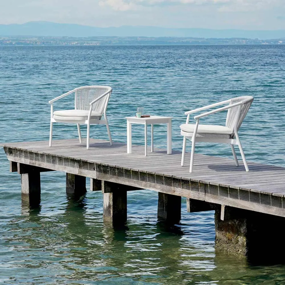 Stapelbare tuinarmstoel aluminium en stof - Smart By Varaschin Viadurini