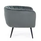 Fauteuil in staal en grijs of blauw fluweel Scandinavisch design - Hilary Viadurini