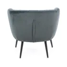 Fauteuil in staal en grijs of blauw fluweel Scandinavisch design - Hilary Viadurini