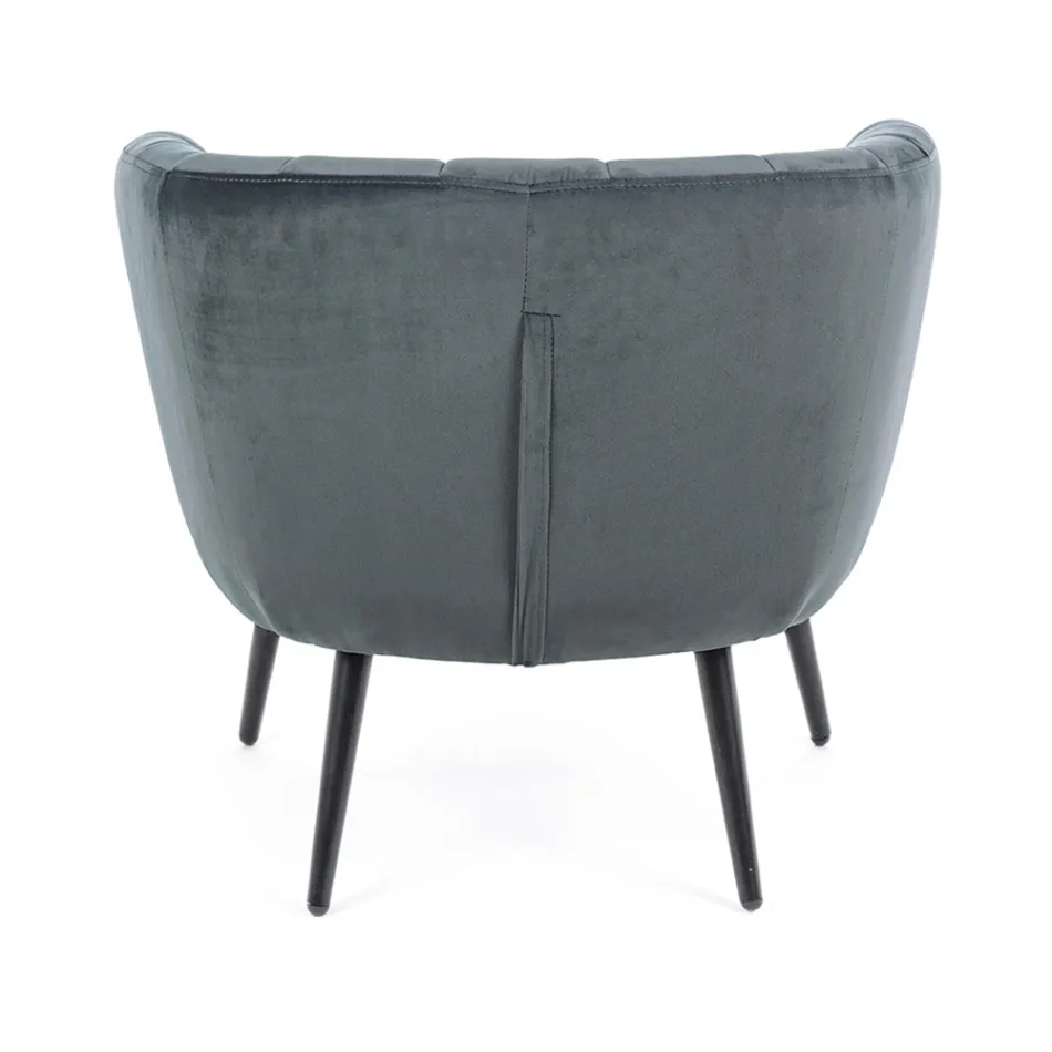 Fauteuil in staal en grijs of blauw fluweel Scandinavisch design - Hilary Viadurini
