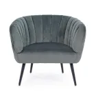 Fauteuil in staal en grijs of blauw fluweel Scandinavisch design - Hilary Viadurini
