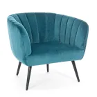 Fauteuil in staal en grijs of blauw fluweel Scandinavisch design - Hilary Viadurini