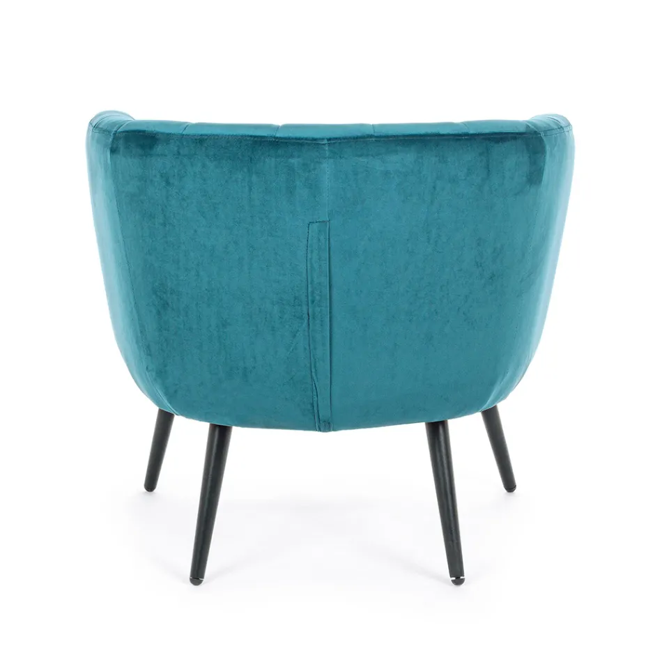 Fauteuil in staal en grijs of blauw fluweel Scandinavisch design - Hilary Viadurini