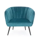 Fauteuil in staal en grijs of blauw fluweel Scandinavisch design - Hilary Viadurini