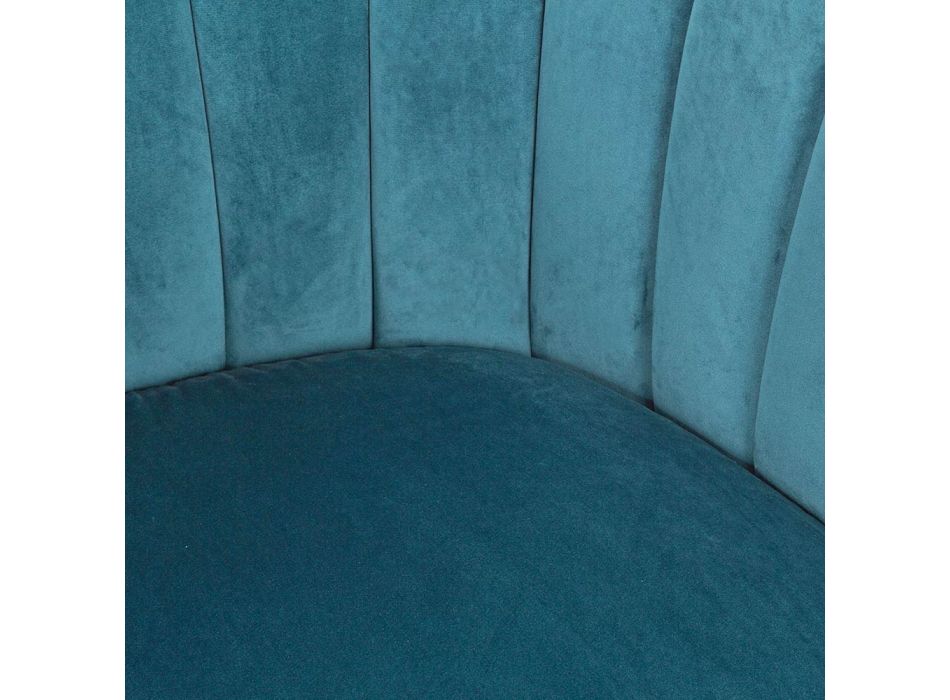 Fauteuil in staal en grijs of blauw fluweel Scandinavisch design - Hilary Viadurini