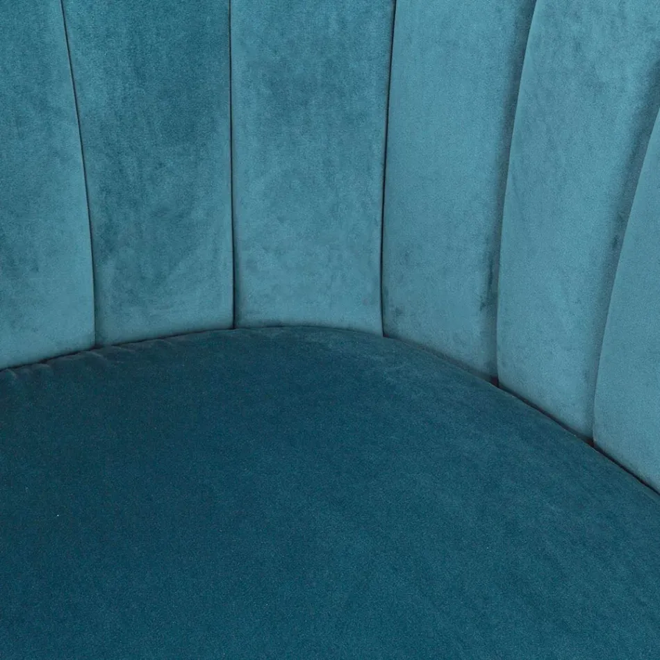 Fauteuil in staal en grijs of blauw fluweel Scandinavisch design - Hilary Viadurini