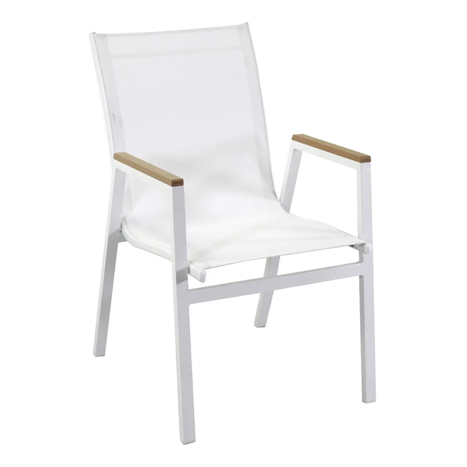 Fauteuil van aluminium en textilene met armleuningen van polyethout - Dagboek Viadurini